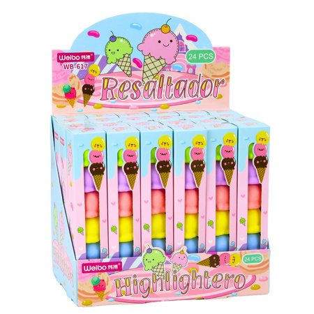 Lody W Rożku Gałki Lodów Zakreślacze 5 Kolorów Pastelowe 18cm