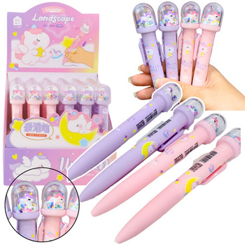 Długopis Z Kopułą Brokat Figurka Jednorożca Niebieski Tusz 0.5mm