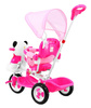 3-kołowy Rowerek dla dzieci Panda Różowy + Dźwięki + Daszek + Barierka + Podnóżek + Rączka + Schowek