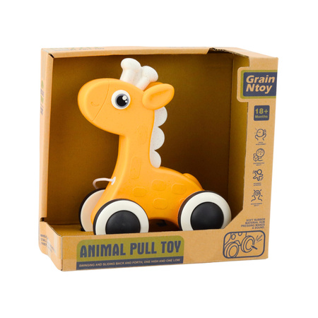 Żyrafa Zabawka Do Ciągnięcia Na Sznurku Piszczałka Eko Żółta