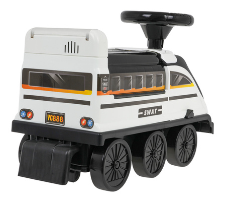 Interaktywny Jeździk 2w1 Policja Czarno-biała dla dzieci 3+ Dźwięki Światła + Parking policji + 4 Resoraki + Ruchome elementy