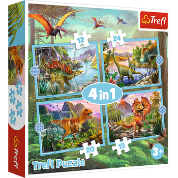 Puzzle - 4w1 (12, 15, 20, 24) - Wyjątkowe dinozaury - Trefl 34609