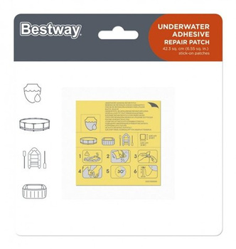Zestaw 10 Wodoodpornych Łatek naprawczych do materiału PVC 6,5x6,5cm BESTWAY