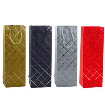 Torba Prezentowa Na Wino Butelkę Papierowa Srebrne Elementy 35 x 12 x 9 cm