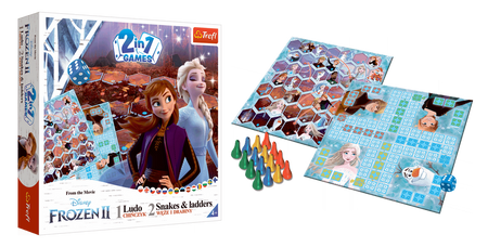 Gra dla dzieci 2w1 Chińczyk Węże i drabiny Kraina Lodu II Trefl 02068