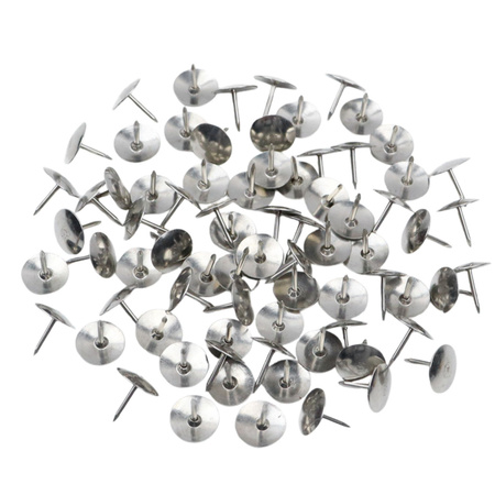 Zestaw Pinezki Z Płaską Główką Biurowe Szkolne Srebrne 40szt.