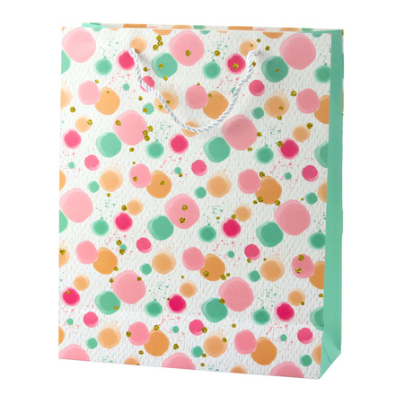 Torba Prezentowa Kropki Akwarelowe Pastelowe  32 × 26 × 10 cm