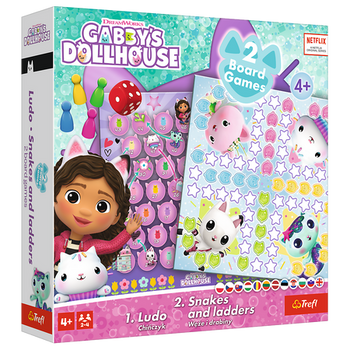 Gra klasyczna 2w1 Chińczyk, Węże i drabiny Koci Domek Gabi Trefl 02590