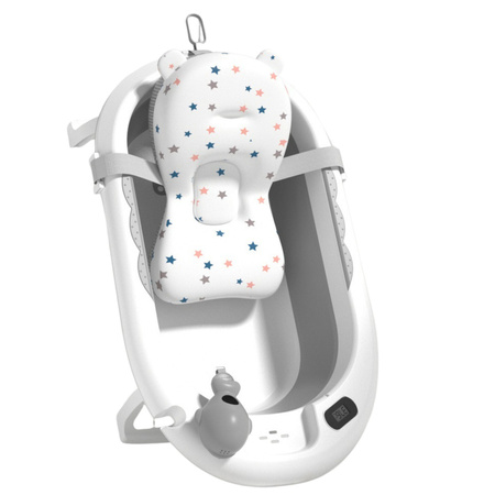 Wanienka Z Termometrem Dla Niemowląt Składana Materac W Gwiazdki Szara