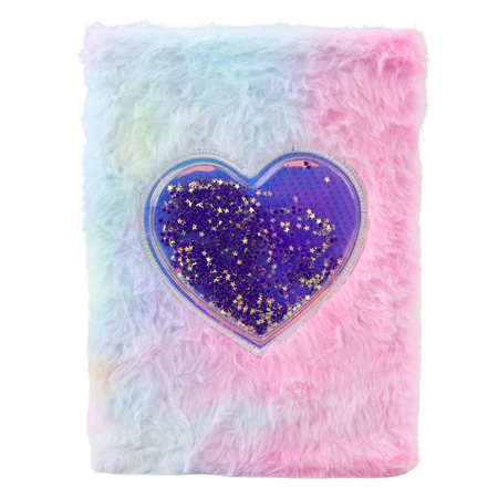 Pluszowy Zeszyt Notatnik W Linie Serce Z Konfetti Pastelowy A5 80 Kartek