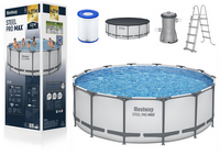 Basen stelażowy Steel Pro MAX 427x122 Szary 14FT BESTWAY 5w1 + Akcesoria
