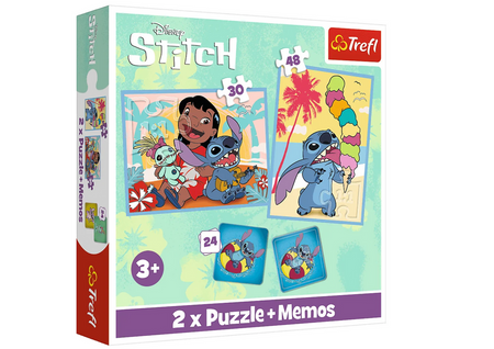 Puzzle + MEMOS - 2w1 (30,48) - Wesoły dzień Lilo and Stitch - Trefl 93585