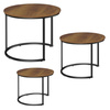 Zestaw Okrągłe Stoliki Kawowe 3w1 Vintage Naturalne Drewno 51cm 40cm 30cm