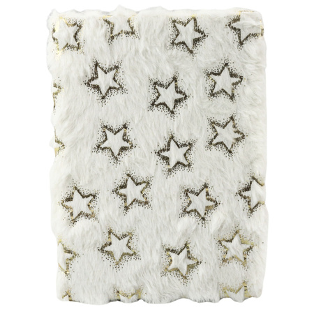 Pluszowy Zeszyt Notatnik W Linie Złote Gwiazdki Biały A5 80 Kartek