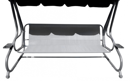 Rodzinna Huśtawka ogrodowa z Daszkiem Zielony wzór + Tekstylina 2x1 + Regulowane siedzisko + Materac + 2 Podstawki na napoje