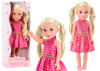 Lalka Różowa Sukienka Kucyki Blond Włosy Duża Laleczka 46cm