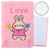 Pluszowy Notatnik w Linie Z Króliczkiem Napis Love Różowy