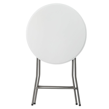 Stół Składany Z Blokadą Cateringowy Bankietowy Stolik Okrągły Biały 80x73cm