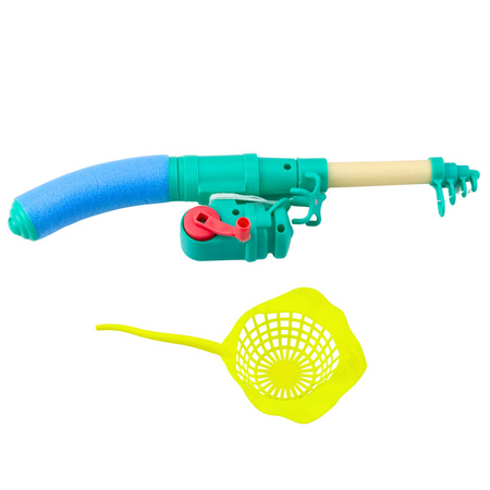 Zestaw Do Łowienia Rybek Stolik Krab 10 Rybek Wędka Sitko Niebieski