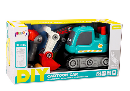 Koparka Gąsienicowa Kreskówkowa Do Skręcania DIY Turkusowa