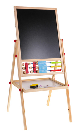 Drewniana dwustronna tablica dla dzieci 3+ Edukacyjna tablica magnetyczna kredowa + Akcesoria