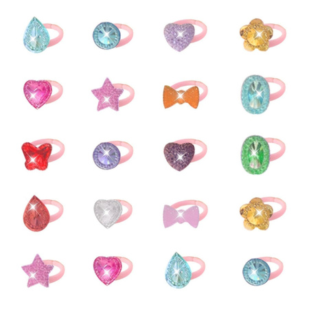 Zestaw Piękności Pierścionki Dla Dzieci Błyszczące Kolorowe 50 szt.