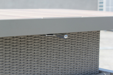 Zestaw rodzinnych Mebli ogrodowych Techorattan Szary + Duży Narożnik + Regulowany Stół + 13 Poduszek