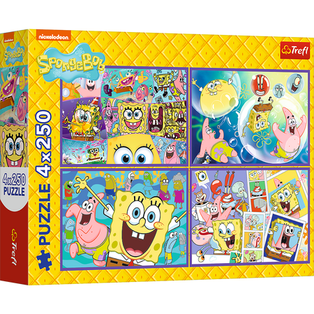 Puzzle - 4x250 - Szalony świat Sponge Boba - Trefl 13342