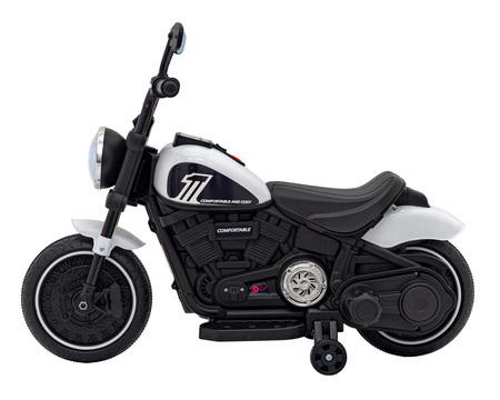 Motorek Chopper FASTER na akumulator dla dzieci Biały + Radio FM + Panel audio + LED