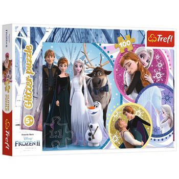 Puzzle - 100 Glitter - W blasku miłości - Disney Kraina Lodu II - Trefl 14817