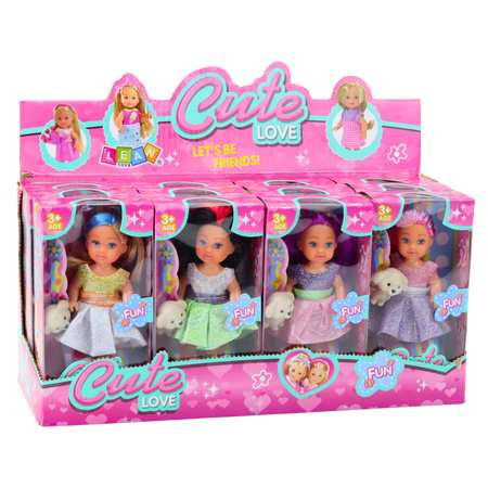 Zestaw Mini Laleczka W Sukience Piesek Lalka Pupil Mix 12cm