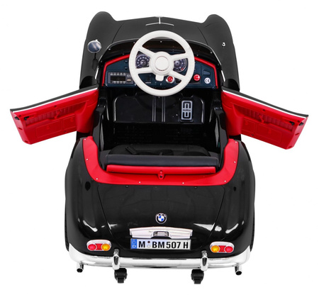 Autko BMW 507 Retro elektryczne dla dzieci Czarny Roadster