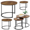 Zestaw Okrągłe Stoliki Kawowe 3w1 Vintage Naturalne Drewno 51cm 40cm 30cm