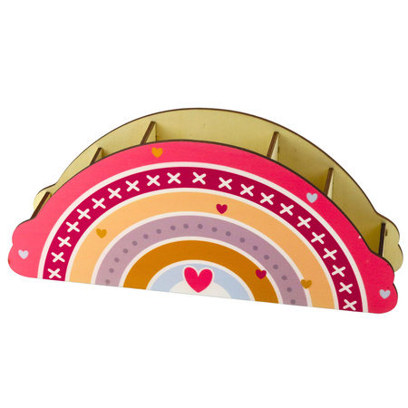 Drewniany Organizer Na Biurko Dla Dzieci Tęcza Różowy