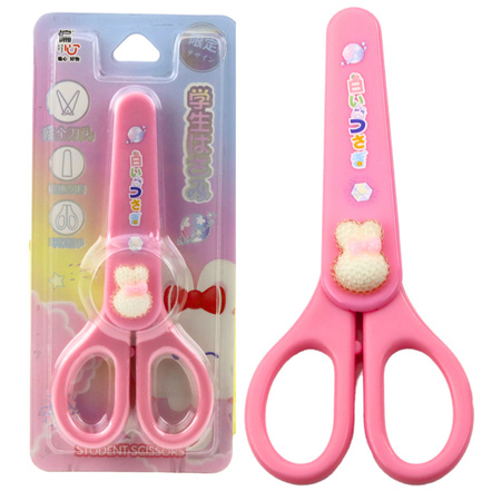 Nożyczki Szkolne Z Osłonką Ozdobny Biały Zajączek 14cm