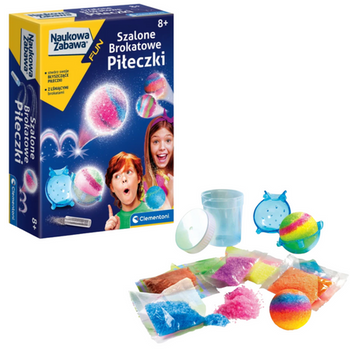 Naukowa Zabawa Mini Laboratorium Szalone Brokatowe Piłeczki Język Polski Clementoni 50702