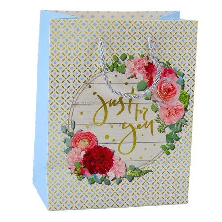 Torba Prezentowa Wzory Kwiaty Best Wishes 23 x 18 x 10,5 cm