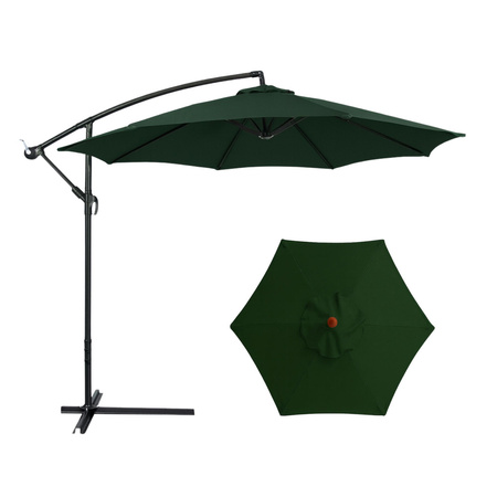 Parasol Ogrodowy Boczny Z Regulacją Pochyłu Pokrowiec 350 x 250cm Zielony