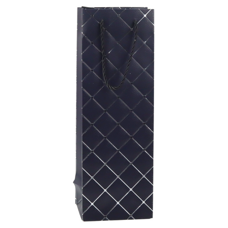 Torba Prezentowa Na Wino Butelkę Papierowa Srebrne Elementy 35 x 12 x 9 cm