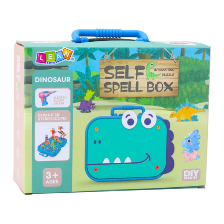 Zestaw Do Skręcania DIY Walizka Układanka Dinozaury Klocki Wkrętarka 228el.