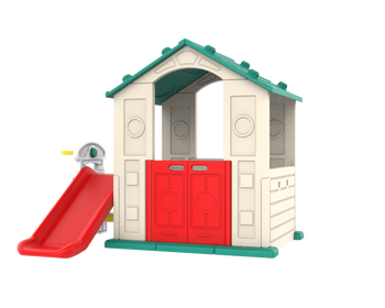 Domek Ogrodowy 3w1 dla dzieci Zielony Dach + Zjeżdżalnia + Koszykówka