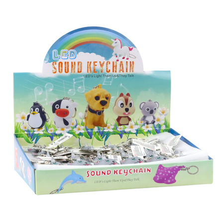 Brelok Do Kluczy Plecaka Kotek Jednorożec Róg LED Dźwięki Szary