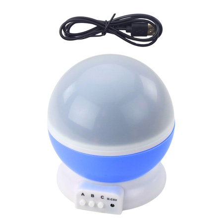 Projektor Gwiazd Obrotowy 360° LED Lampka Nocna Niebieski