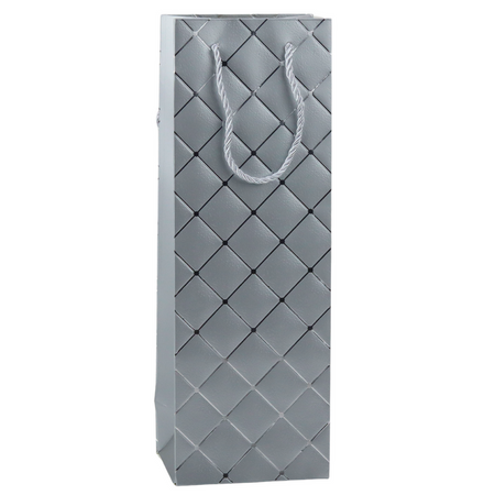 Torba Prezentowa Na Wino Butelkę Papierowa Srebrne Elementy 35 x 12 x 9 cm