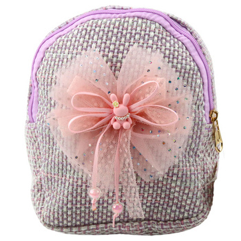 Plecak Dziecięcy Pleciony Kokarda Króliczek Fioletowy 21cm 2L