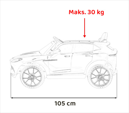 Aston Martin DBX na akumulator dla dzieci Czarny + Pilot + EVA + Pasy + Wolny Start + Audio LED
