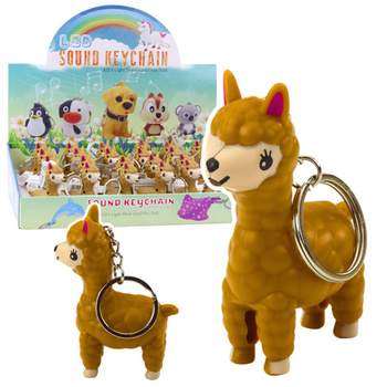 Brelok Do Kluczy Plecaka Lama Alpaka Latarka LED Dźwięki