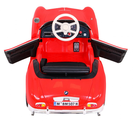 Autko BMW 507 Retro elektryczne dla dzieci Czerwony Roadster