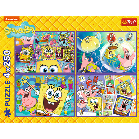 Puzzle - 4x250 - Szalony świat Sponge Boba - Trefl 13342