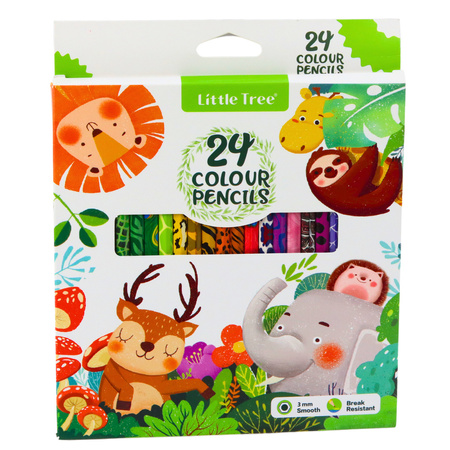 Zestaw Kredek Ołówkowych Kolorowe Drewniane Szkolne 24el